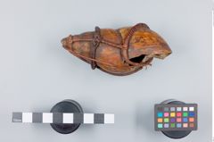 Foto (Seitenansicht) von Achatschnecke in Bastgeflecht (NHMW-ZOO-MO-0081100-ETH-138)